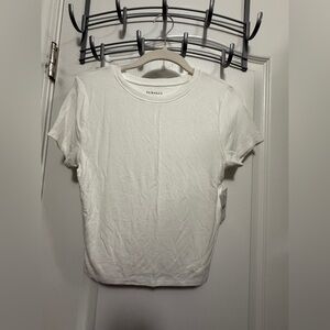 PS/Basics by PacSun White Ribbed Crop Tee Women’s S clean girl‎ NWT Soft Stretch